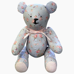 Ashton Drake Galleries Bear Plush Articulated Posable Blue Pink Floral Rose 10”